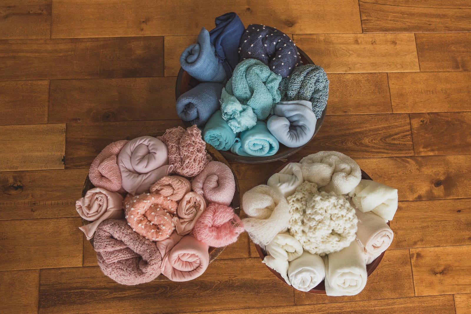 Colorful Blankets in Newborn Photography Studio
