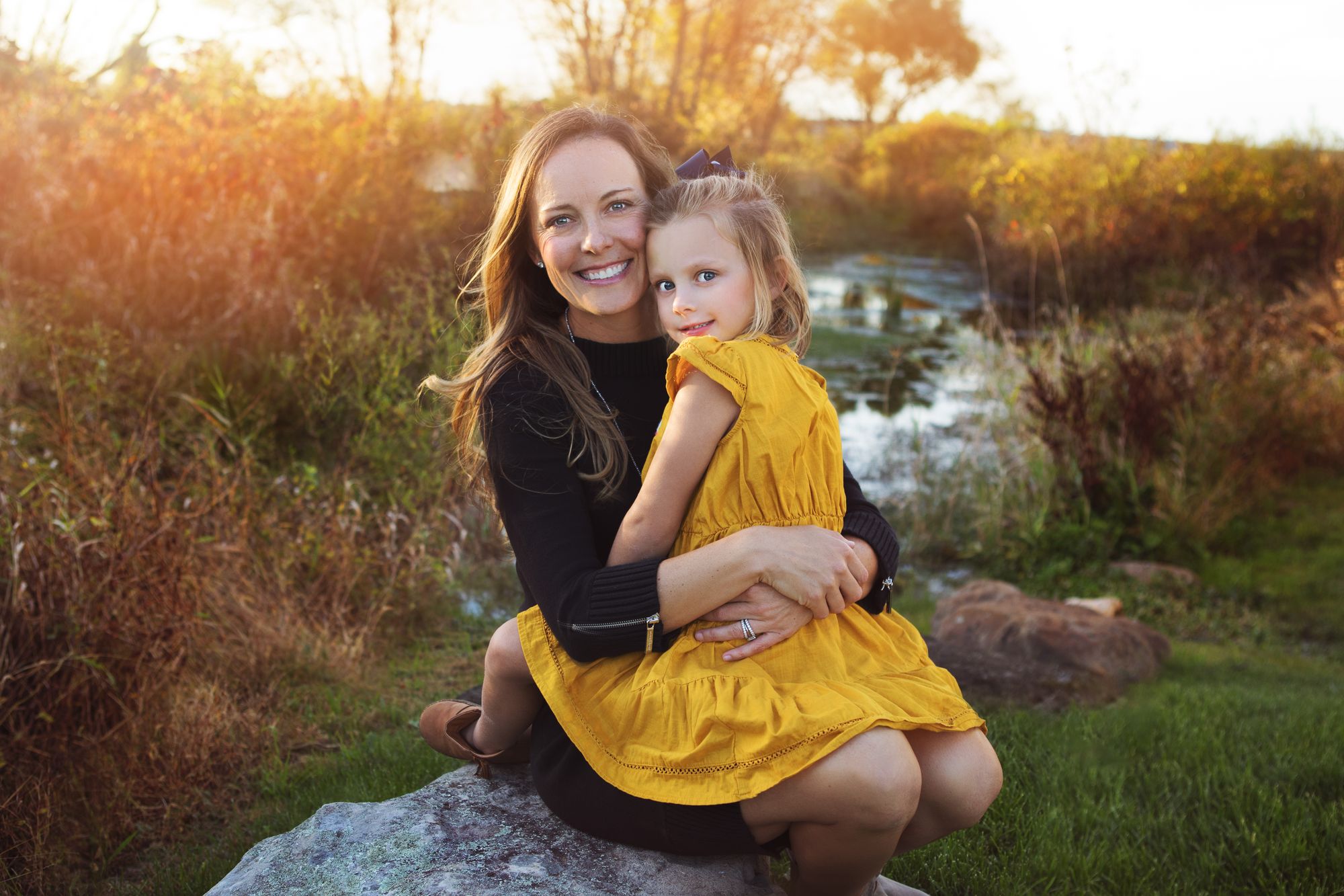 Mother and daughter posing