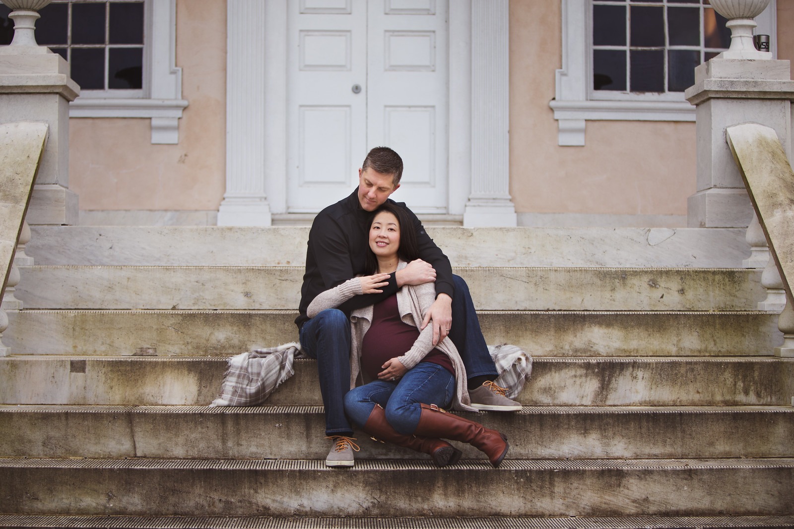 Maternity Portrait on the Stairs of the Mansion