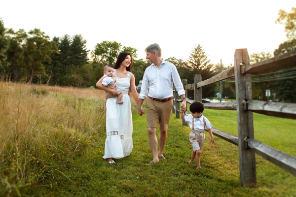 Walking and not posing for family photos
