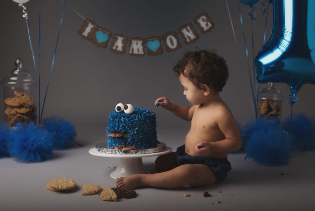 Baby boy in studio milestone photography session
