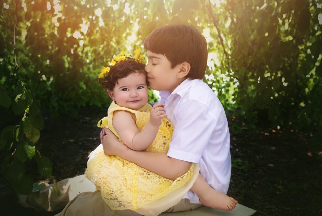 Brother and sister in nature outdoor session