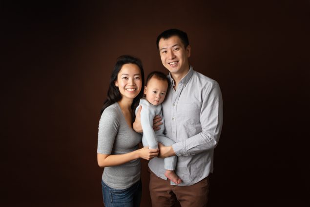 Family photo session in studio by photographer