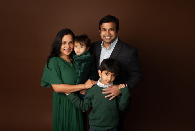 Family portrait in studio