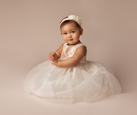 One year old in milestone studio session