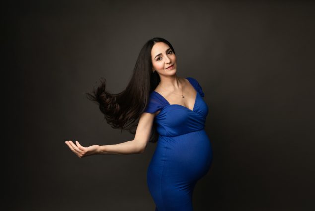 Pregnancy photo session in studio