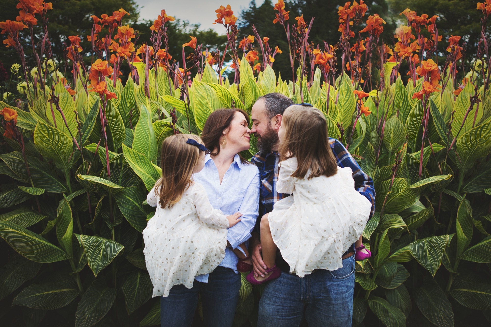 Family of four in nature