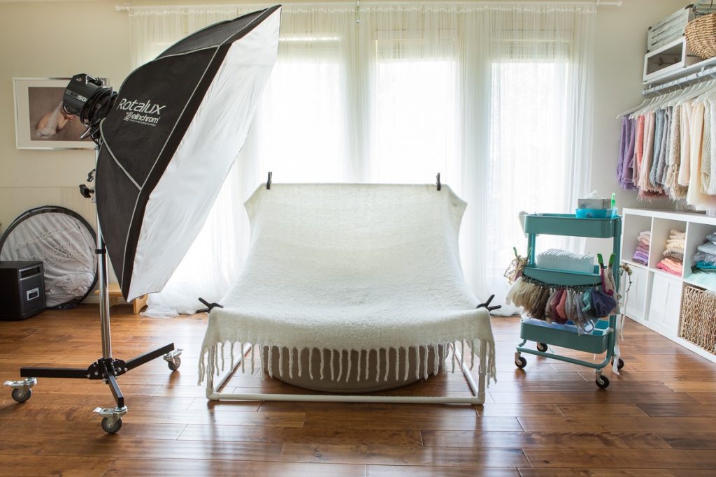 Set and light set-up for newborn photography