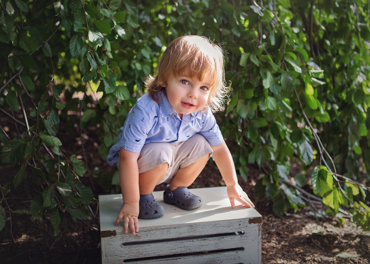 Boy Standing on a Crate in Cylburn Arboretum