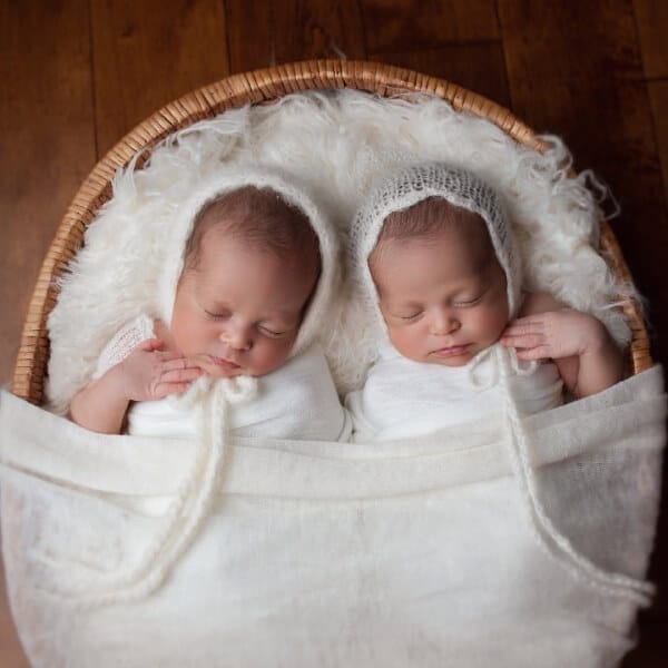 Newborn in basket photo ideas