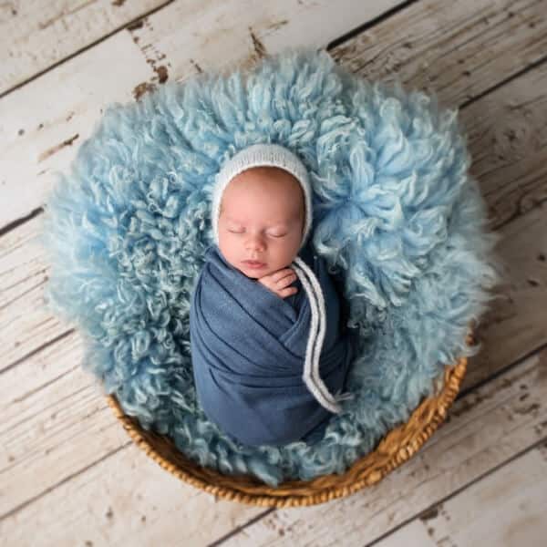 Newborn picture in a basket