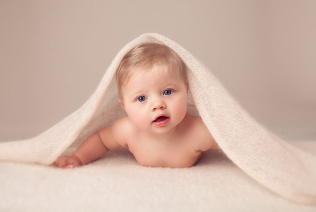 Cream background professional baby photo