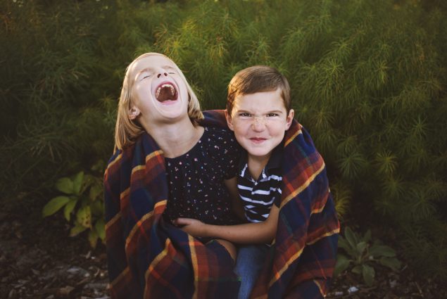 Funny portrait of brother and sister