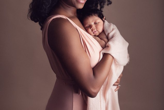 Mommy and baby studio portrait