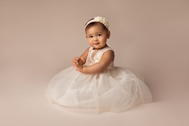 One year old in milestone studio session